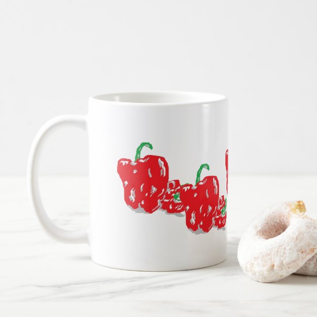 Kaffee Tasse: Rote Paprikaschoten Kaffeetasse (Mit Donut)