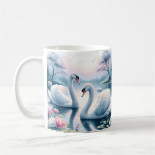 Kaffee-Tasse - Schwäne in einem ruhigen Lilienteic Kaffeetasse