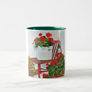 Kaffee Tasse Tee Tasse Sommer Geranien