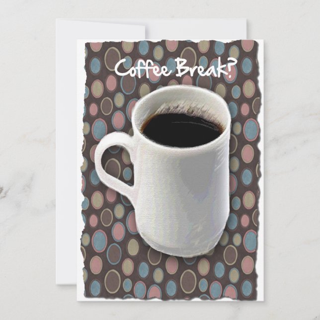 Kaffee Tasse und Ovale Kaffeepause Einladung (Vorderseite)