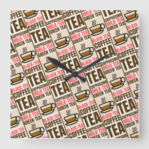 KAFFEE TEA PATTER, Acrylwand Quadratische Wanduhr