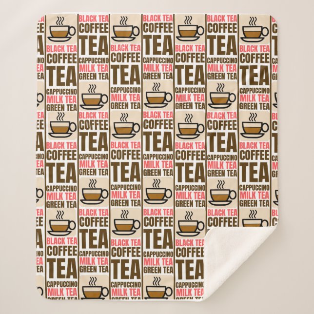 KAFFEE TEA PATTERN, Sherpa Blanket Sherpadecke (Vorderseite)