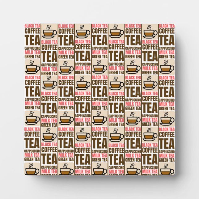 KAFFEE TEA PATTERN, Tabletop Plaque with Easel Fotoplatte (Vorderseite)