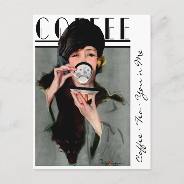 "KAFFEE TEA YOU 'N ME" VINTAG POSTKARTE (Vorderseite)