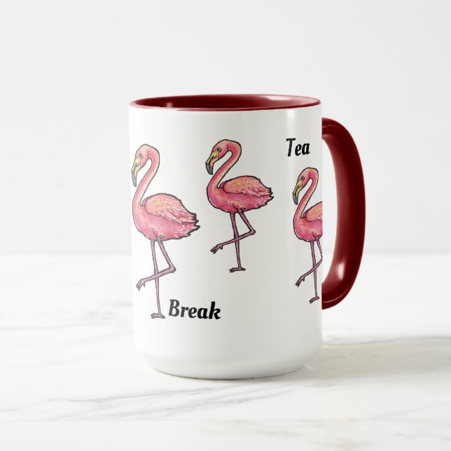 Kaffee Tee Pause rosa Flamingo Tasse (VorderseiteRechts)