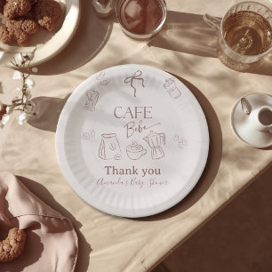 Kaffee-Thema Beige Cafe Bebe Brauende Babyparty Pappteller