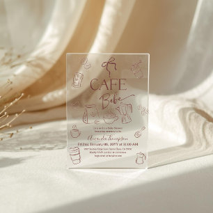 Kaffee-Thema-Bow-Cafe-Bebe-Brewing-Baby-Shower Acryleinladungen