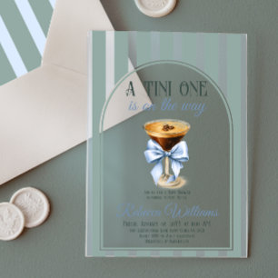 Kaffee Thema Espresso Martini Blue Bow Baby Dusche Acryleinladungen