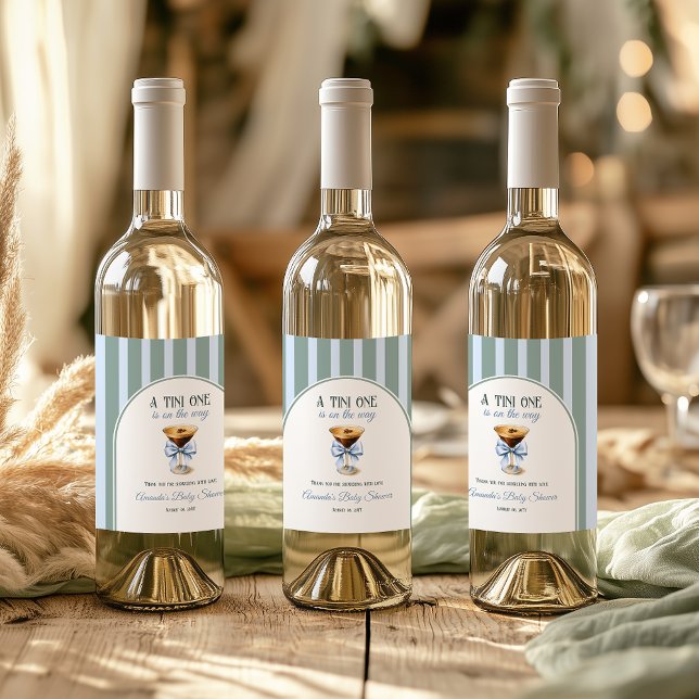 Kaffee Thema Espresso Martini Blue Bow Baby Dusche Weinetikett (Von Creator hochgeladen)