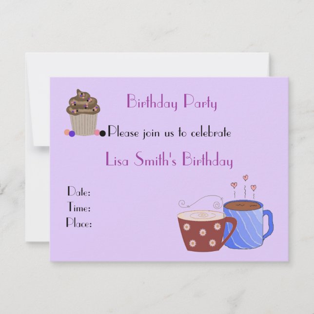 Kaffee Thema Geburtstagsparty Einladung (Vorderseite)