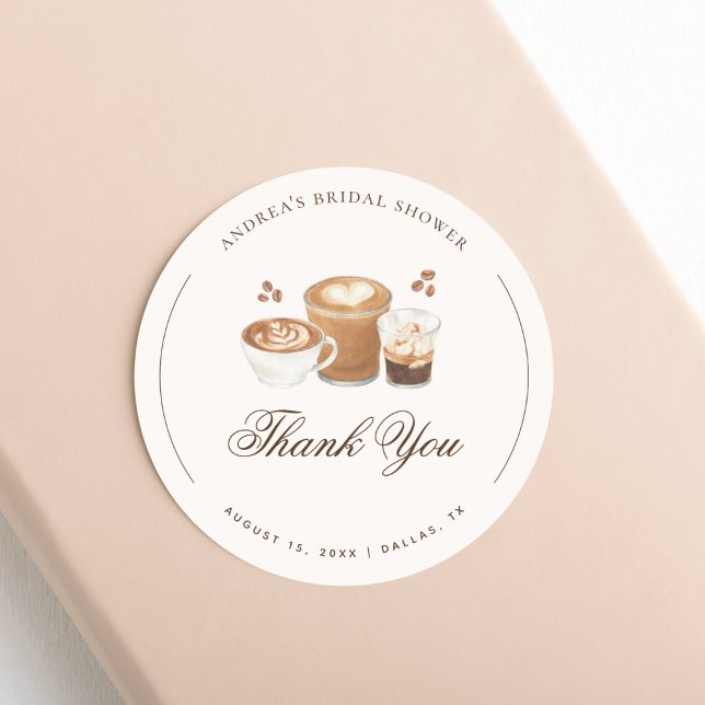 Kaffee-Thema-Junggesellinnen-Abschied Dankeschön Runder Aufkleber (Von Creator hochgeladen)