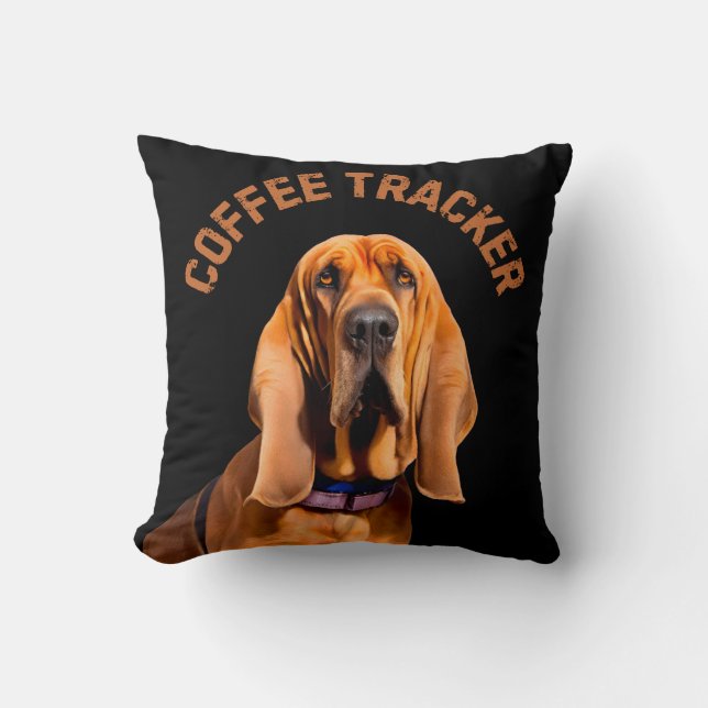 Kaffee-Tracker Hund Kissen (Vorderseite)