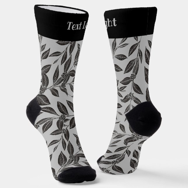 Kaffee Tree Blätter Schwarze Muster Socken (Gewinkelt)
