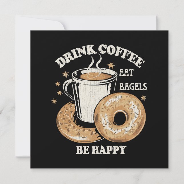 Kaffee trinken Bagels ist glücklich (Vorderseite)