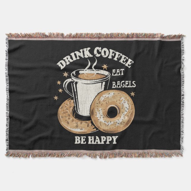Kaffee trinken Bagels ist glücklich Decke (Vorderseite)