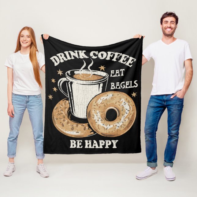 Kaffee trinken Bagels ist glücklich Fleecedecke (Beispiel)