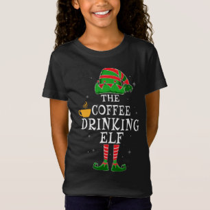 Kaffee trinken Elf Matching Familie Weihnachtsfest T-Shirt