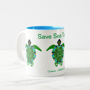 Kaffee trinken! Gerettet TÜRKEN - gefährdet - Zweifarbige Tasse