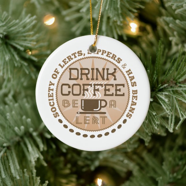 Kaffee trinken - Lest sein Keramikornament (Baum)