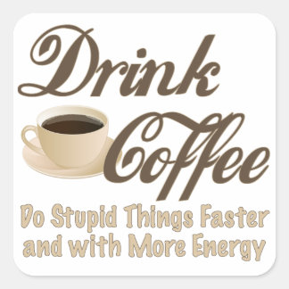 Kaffee trinken quadratischer aufkleber