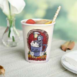 Kaffee trinken und Beängstigend sein Pappbecher