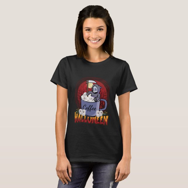 Kaffee trinken und Beängstigend sein T-Shirt (Vorne ganz)