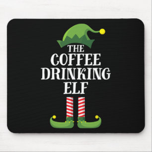 Kaffee trinkender Elf passend zur Familie Weihnach Mousepad