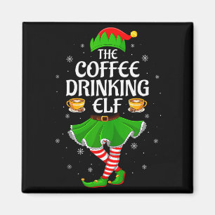 Kaffee trinkender Elf Weihnachten Mädchen Frauen E Magnet