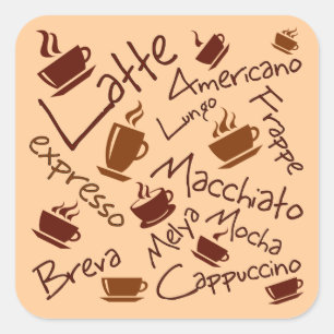 Kaffee trinkt Collage Quadratischer Aufkleber