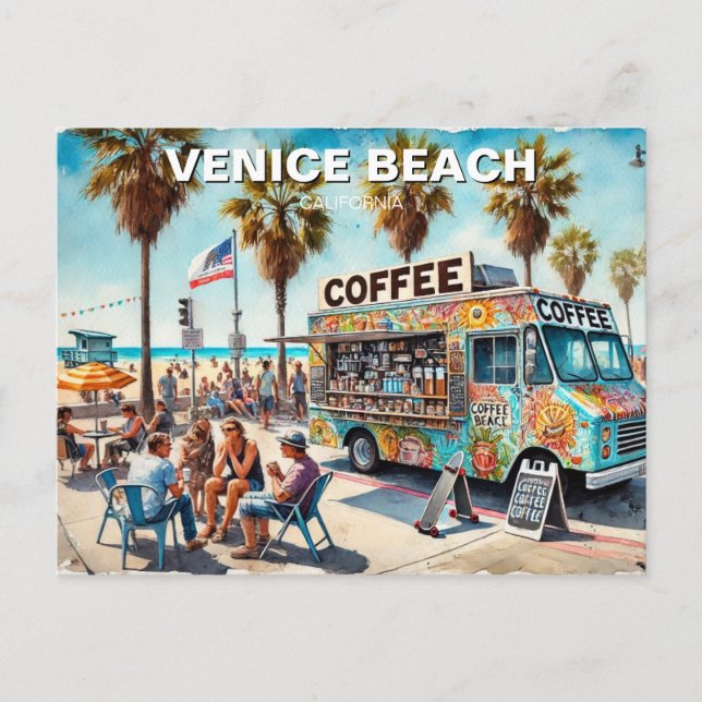 Kaffee Truck Venedig Beach Postkarte (Vorderseite)