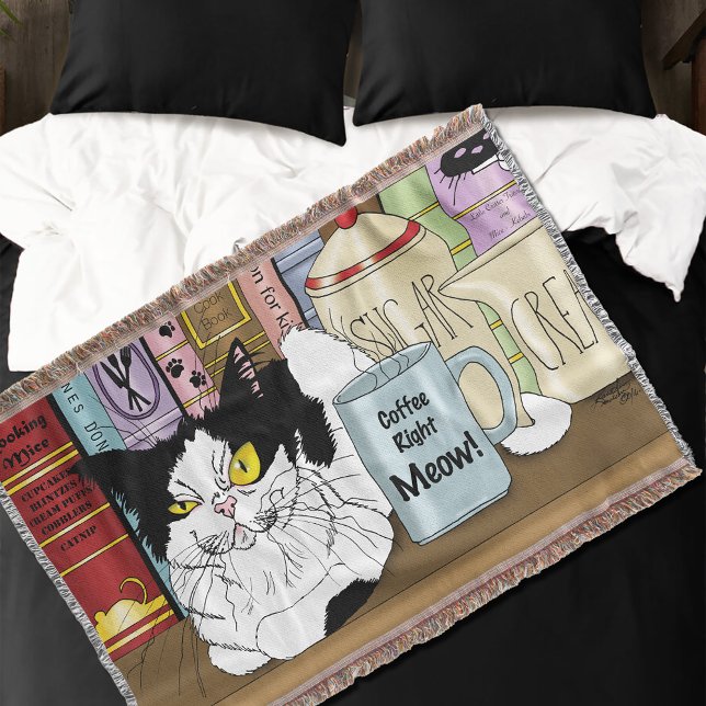 Kaffee Tuxedo Cat Funny Decke (Von Creator hochgeladen)