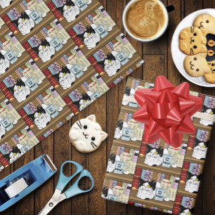 Kaffee Tuxedo Cat Funny Geschenkpapier