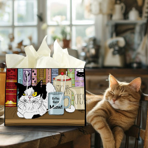Kaffee Tuxedo Cat Funny Große Geschenktüte