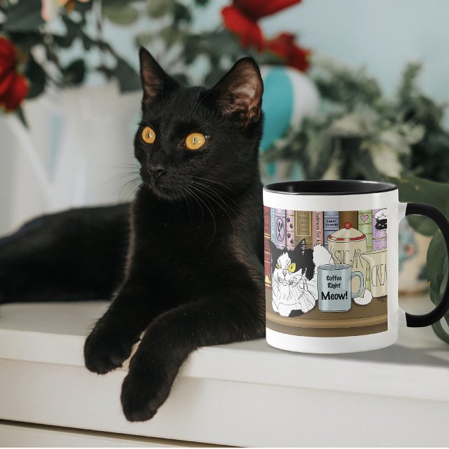 Kaffee Tuxedo Cat Funny Tasse (Von Creator hochgeladen)