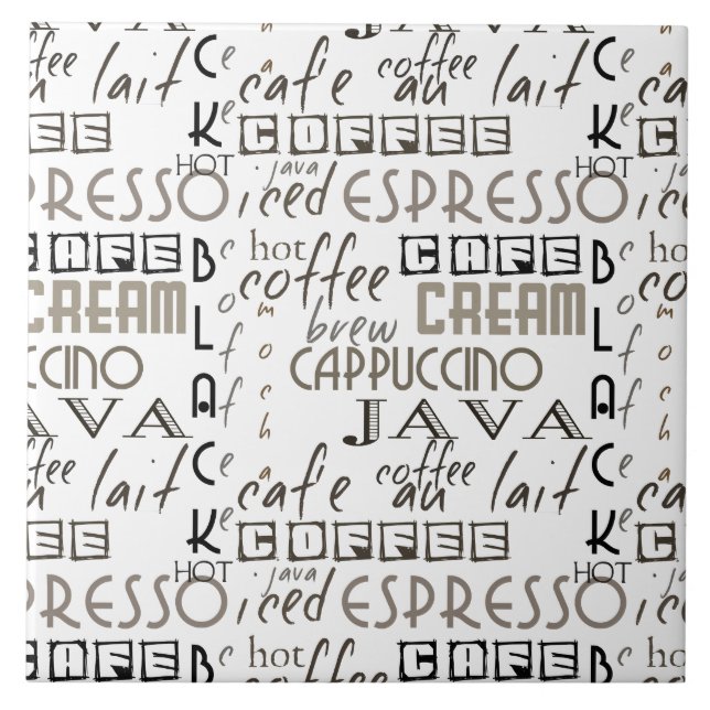 Kaffee-Typografie Fliese (Vorderseite)