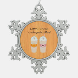 Kaffee u. Freunde sind die perfekte Schneeflocken Zinn-Ornament