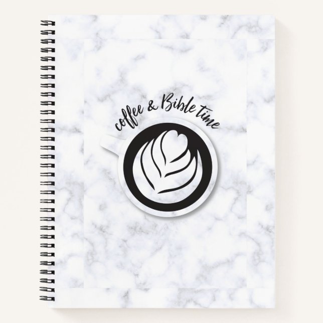 Kaffee und Bibelzeit (Logo) Marmor Notizbuch (Vorderseite)