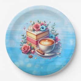 Kaffee und Birthday Cake Personalisiert Pappteller