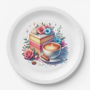 Kaffee und Birthday Cake Personalisiert Pappteller