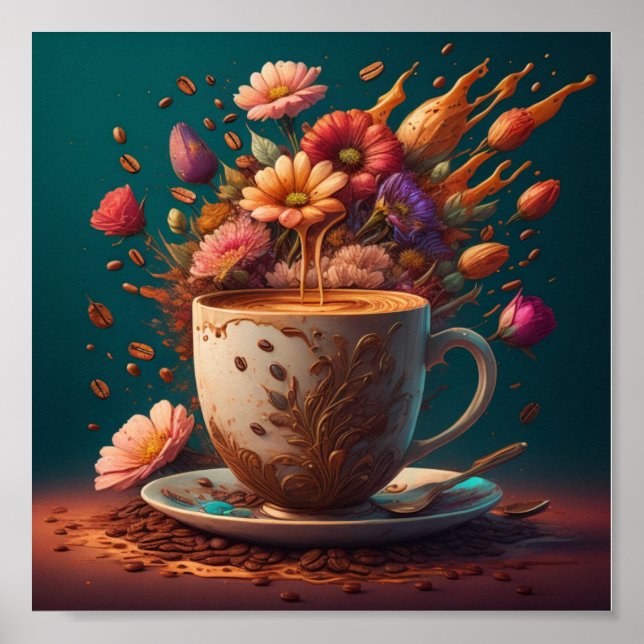 Kaffee und Blume Poster (Vorne)
