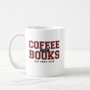 Kaffee und Bücher Schlürfen dann blättern Buchwurm Kaffeetasse