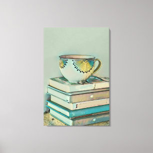Kaffee- und Bücherliebhaber Leinwanddruck