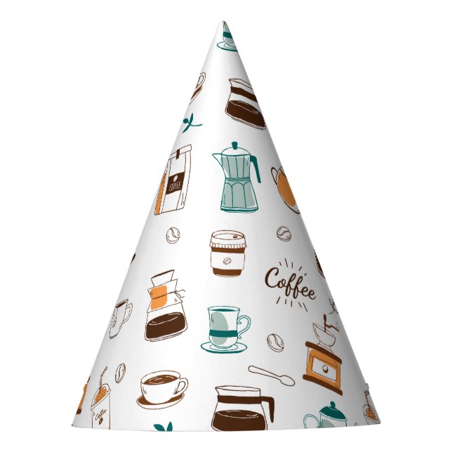 Kaffee und Café Muster Partyhütchen (Vorderseite)
