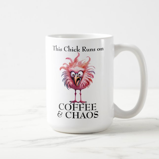 Kaffee und Chaos Funny Sprichwort Kaffeetasse (Rechts)