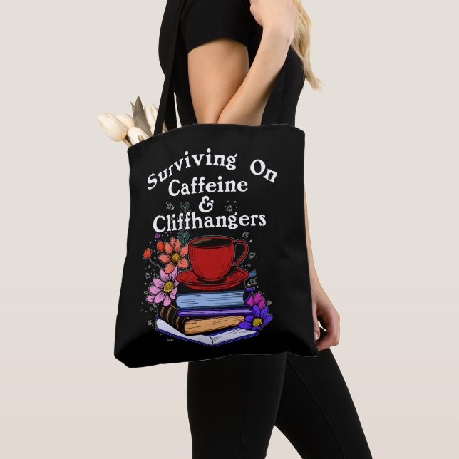 Kaffee und Cliffhanger Bunt Tasche (Von Nahem)
