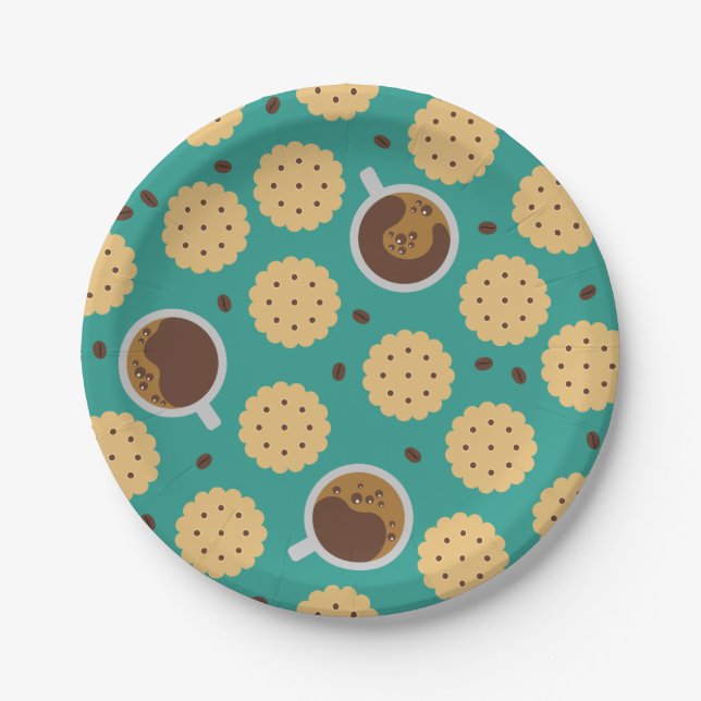 Kaffee und Cookies Pappteller (Vorderseite)