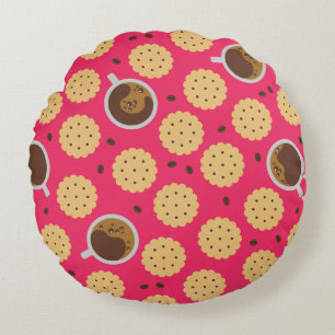 Kaffee und Cookies Rundes Kissen