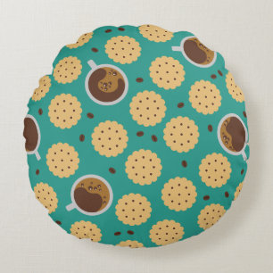 Kaffee und Cookies Rundes Kissen