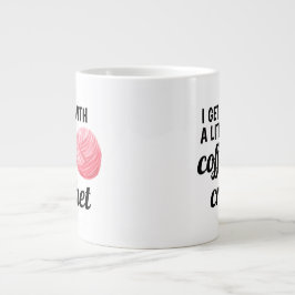 Kaffee und Crochet Zitat Rosa Garne Jumbo-Tasse