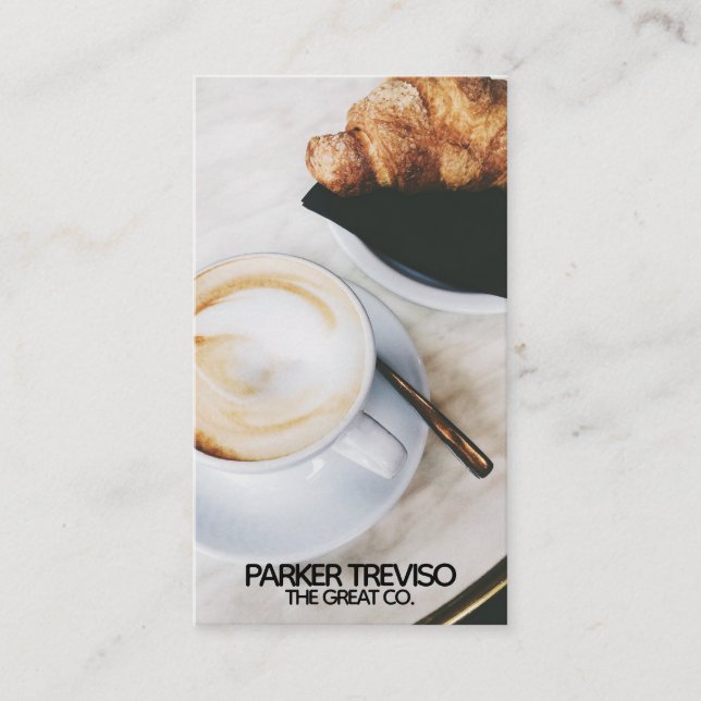 Kaffee und Croissant Café Visitenkarte (Vorderseite)